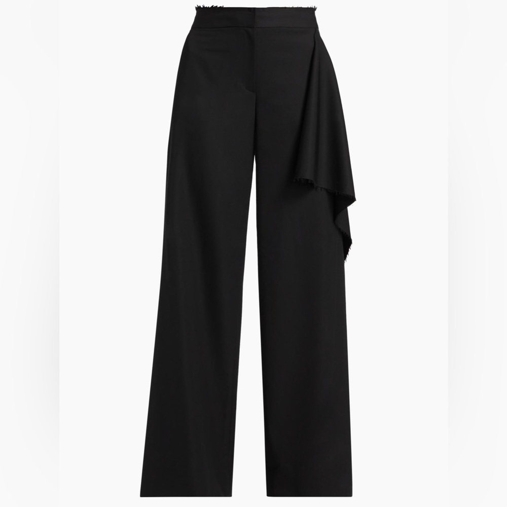 Jason Wu Draped Wool-Silk Straight Leg Pants Black Women’s Size 10 - Picture 1 of 7